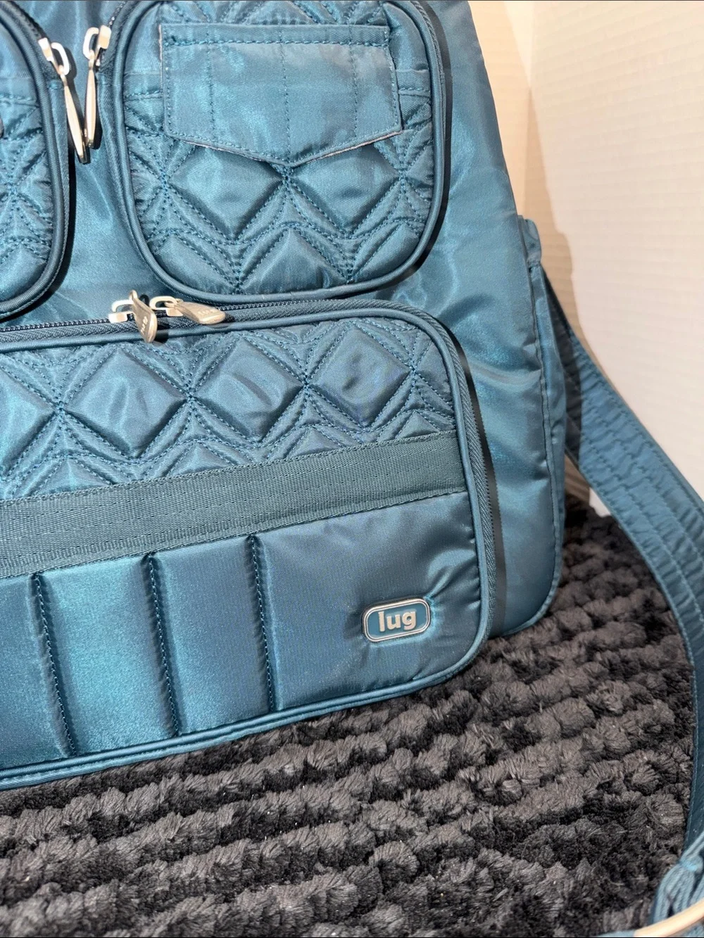 lug Quilted Teal Baby Bag with Multiple Pockets